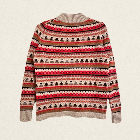 J. Crew Lambswool Fair Isle Mock Neck Pullover Long Sleeve Sweater - Picture 3 of 8